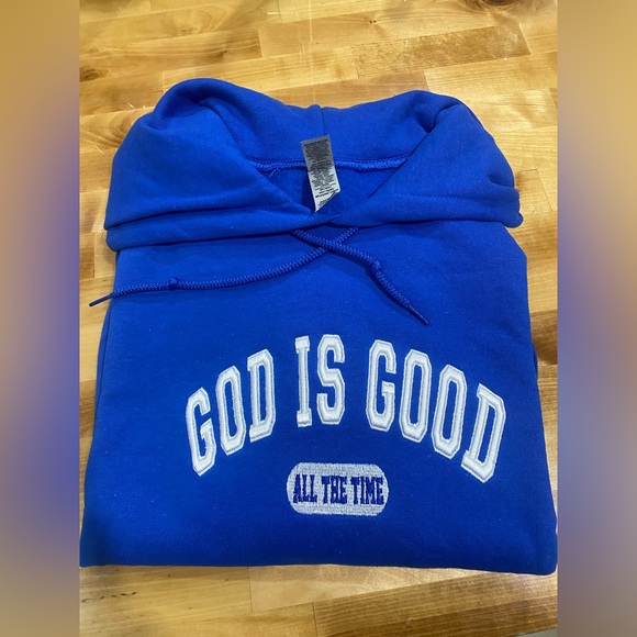 COPY - Gray sweatshirt hoodie featuring 'God is Good' Puff embroidery - Picture 1 of 3